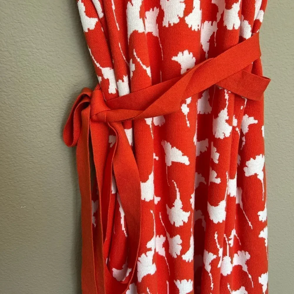 DVF x Target Collared Sleeveless Ginkgo Cherry Tomato Sweaterknit Wrap Dress - Picture 7 of 12